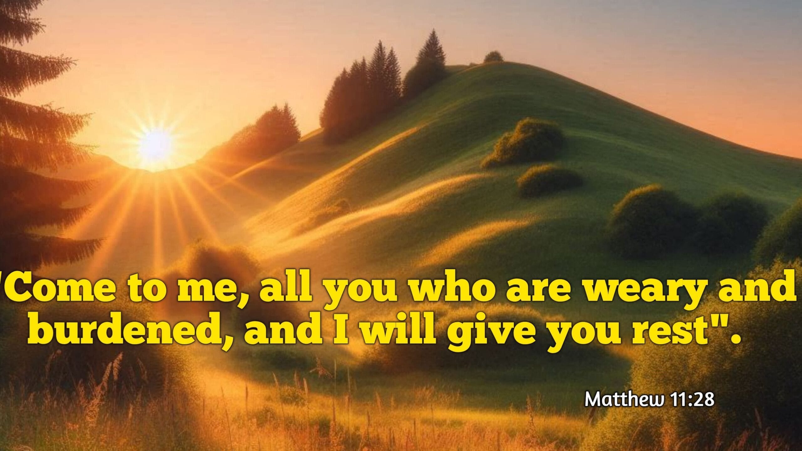 “Come to me, all who labor and are heavy laden, and I will give you rest'' Matthew 11:28