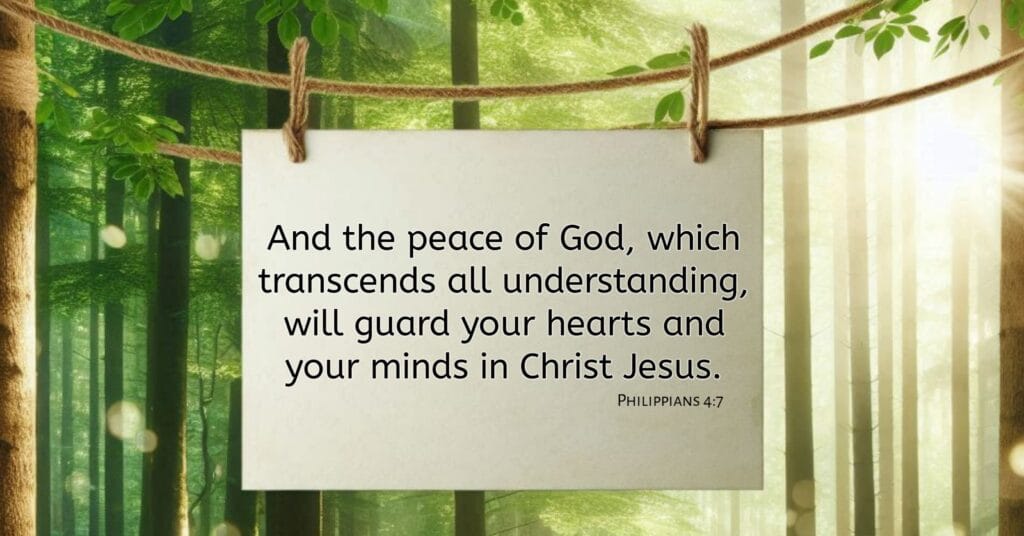 ''And the peace of God, which transcends all understanding, will guard your hearts and your minds in Christ Jesus.'' Philippians 4:7