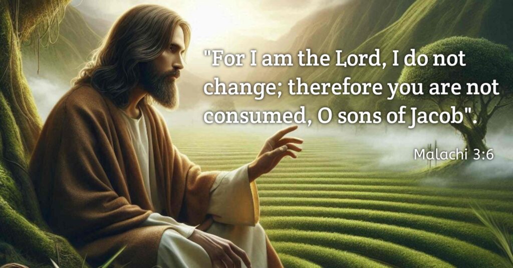 Malachi 3:6 "For I am the Lord, I do not change; therefore you are not consumed, O sons of Jacob"