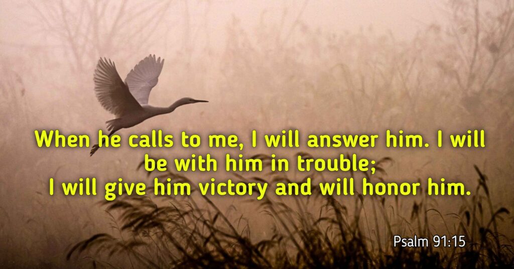 When he calls to me, I will answer him; I will be with him in trouble; I will rescue him and honor him.(Psalm 91:15)