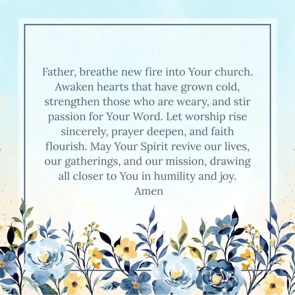 Intercessory prayers for the church Prayer for spiritual revival, awakening hearts, and igniting faith through God’s Spirit.