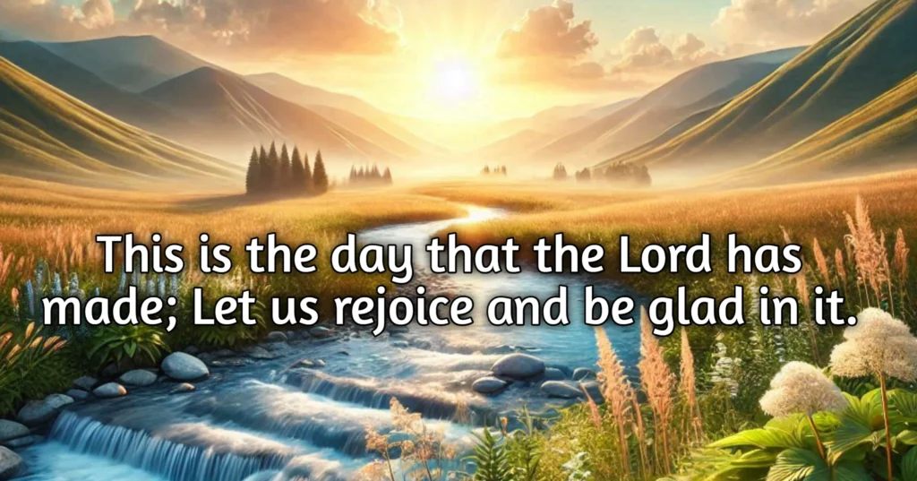 Psalm 118:24 “This is the day that the Lord has made; let us rejoice and be glad in it.”