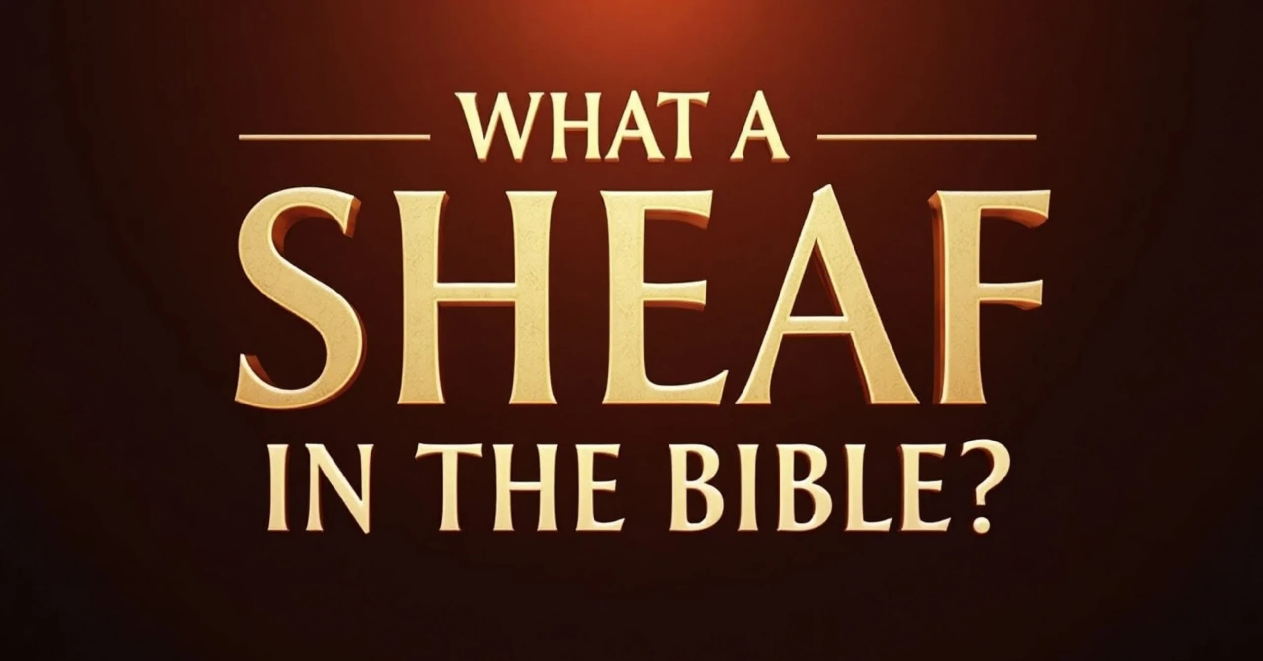 Golden wheat sheaves standing tall in a biblical farmland under a glowing sunset sky, with the text 'WHAT IS A SHEAF IN THE BIBLE?' written in bold capital letters, symbolizing spiritual harvest and blessing.