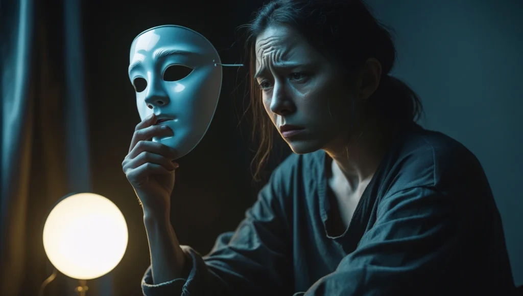 Symbolic image of spiritual hypocrisy with mask