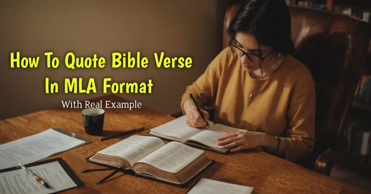 Open Bible with MLA citation example text overlay – how to quote Bible verses in MLA format
