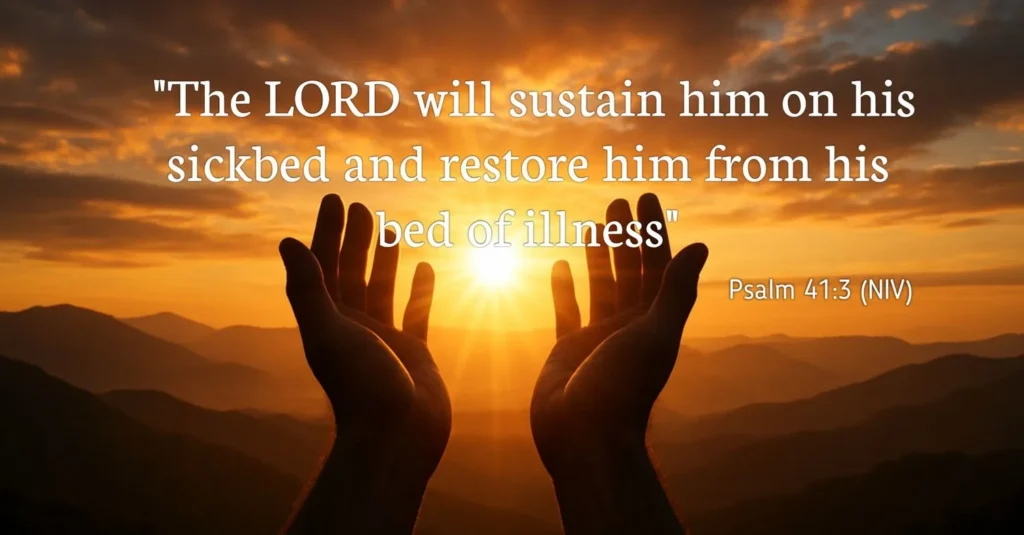 "The LORD will sustain him on his sickbed and restore him from his bed of illness" — Psalm 41:3