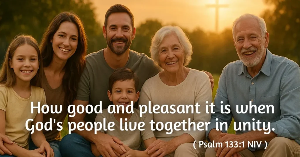 Psalm 133:1: “How good and pleasant it is when God’s people live together in unity!    30 Inspiring Scripture About Family Togetherness, Love & Unity