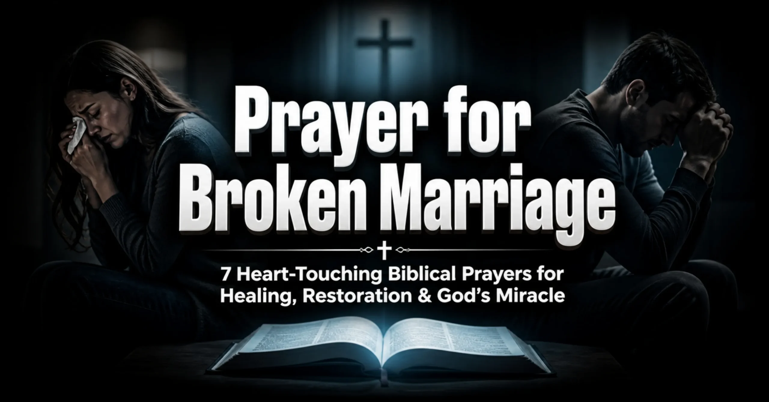 Prayer for Broken Marriage showing hope, healing, and restoration through faith in God with a peaceful spiritual background