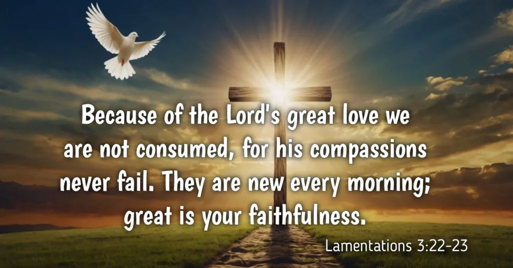 “Because of the Lord’s great love we are not consumed, for his compassions never fail. They are new every morning; great is your faithfulness.” - Lamentations 3:22–23