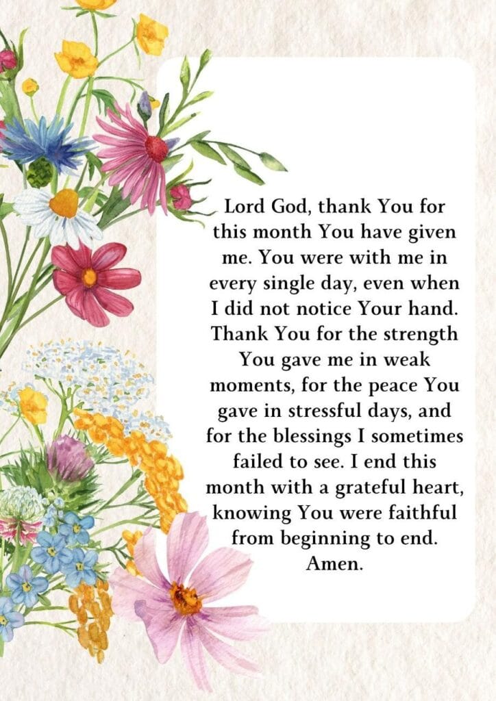 End of the month thanksgiving prayer for gratitude and God’s blessings