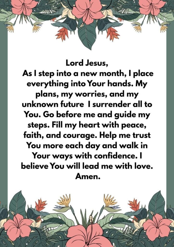 New month prayer of trust in God for guidance and peace
