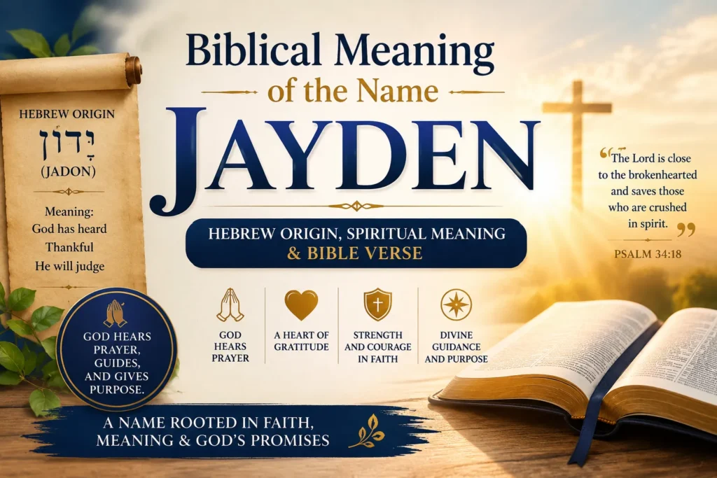 Biblical Meaning of the Name Jayden with Hebrew origin and spiritual symbolism showing Bible connection and faith concept