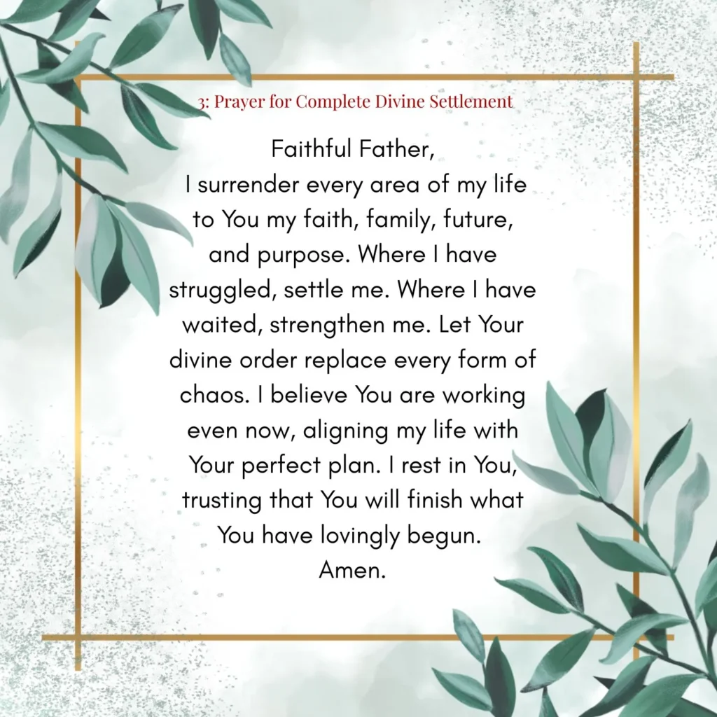 Prayer for Divine Settlement 