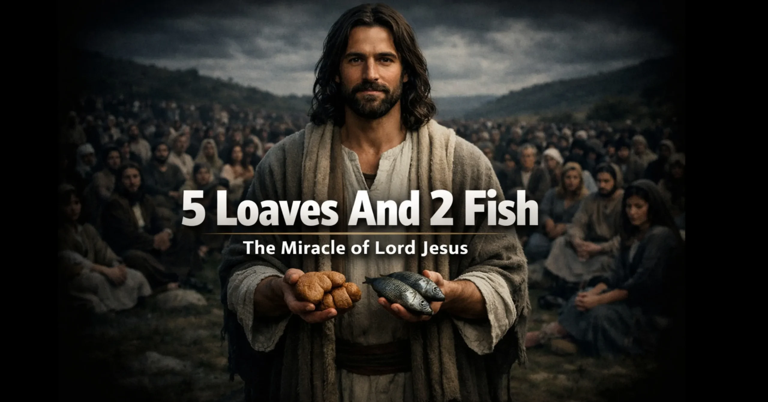 Miracle of 5 Loaves and 2 Fish by Lord Jesus feeding five thousand people