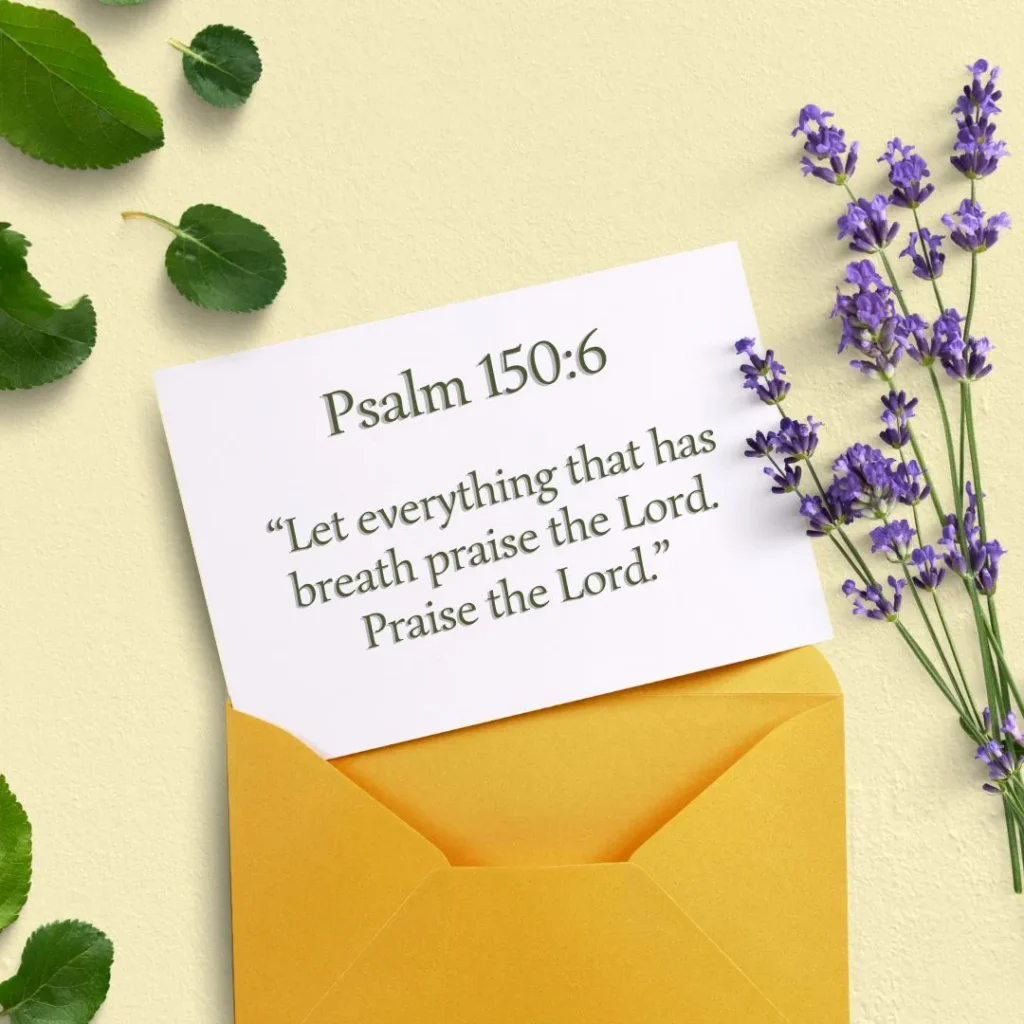 Bible Verses for Praises
Psalm 150:6 – “Let everything that has breath praise the Lord. Praise the Lord.”