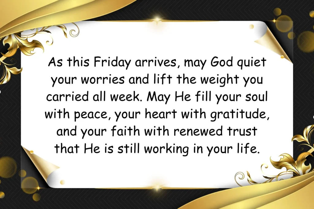 Heartfelt African American spiritual Friday blessing image encouraging trust in God, peace of mind, and renewed faith