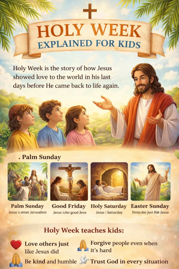 Good Friday scene of Jesus crucifixion with two thieves, Roman soldiers, and mourning followers under darkened sky