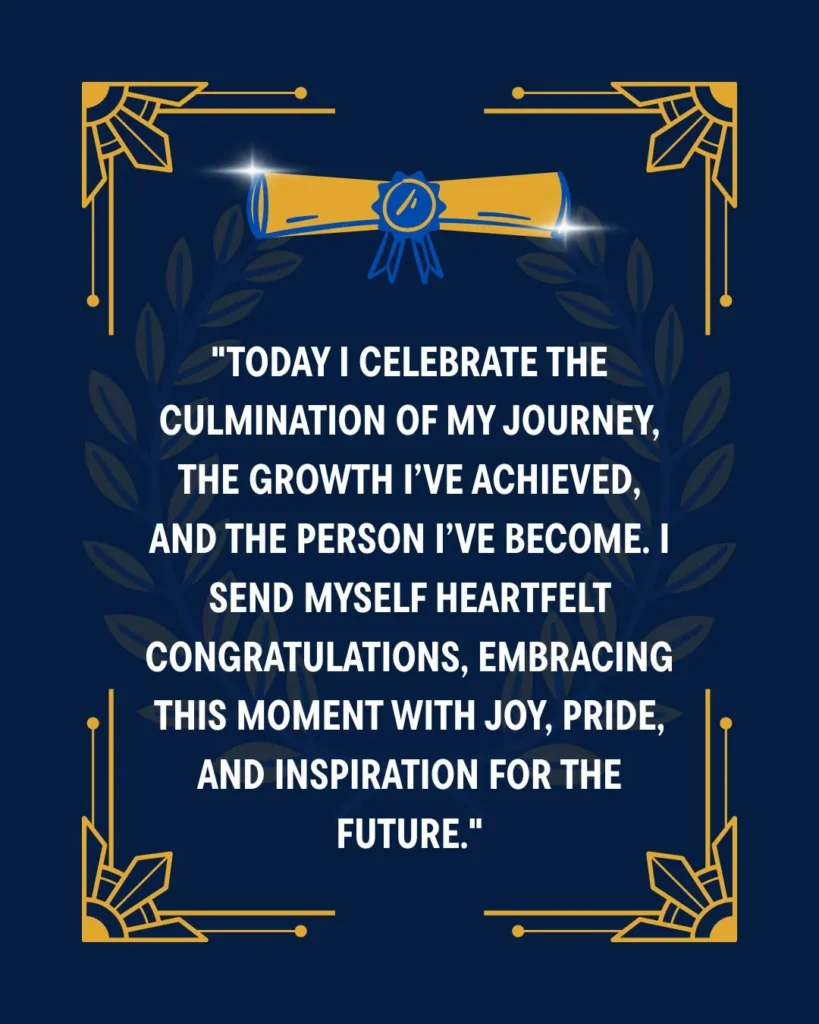 Self-celebration of graduation and personal achievement.. Graduation Wishes for Myself.