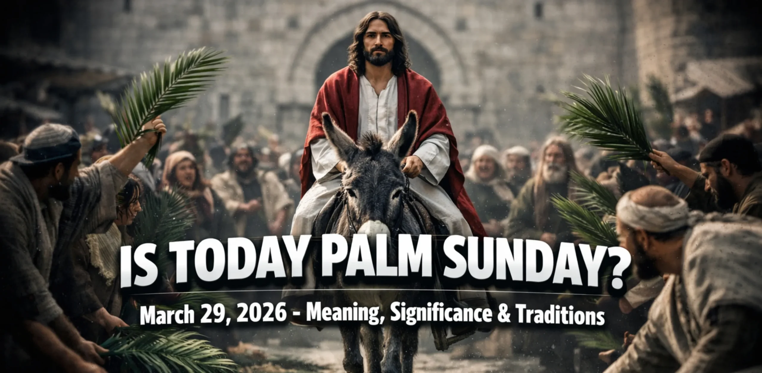 Is Today Palm Sunday? March 29, 2026 – Jesus triumphal entry with waving palm branches