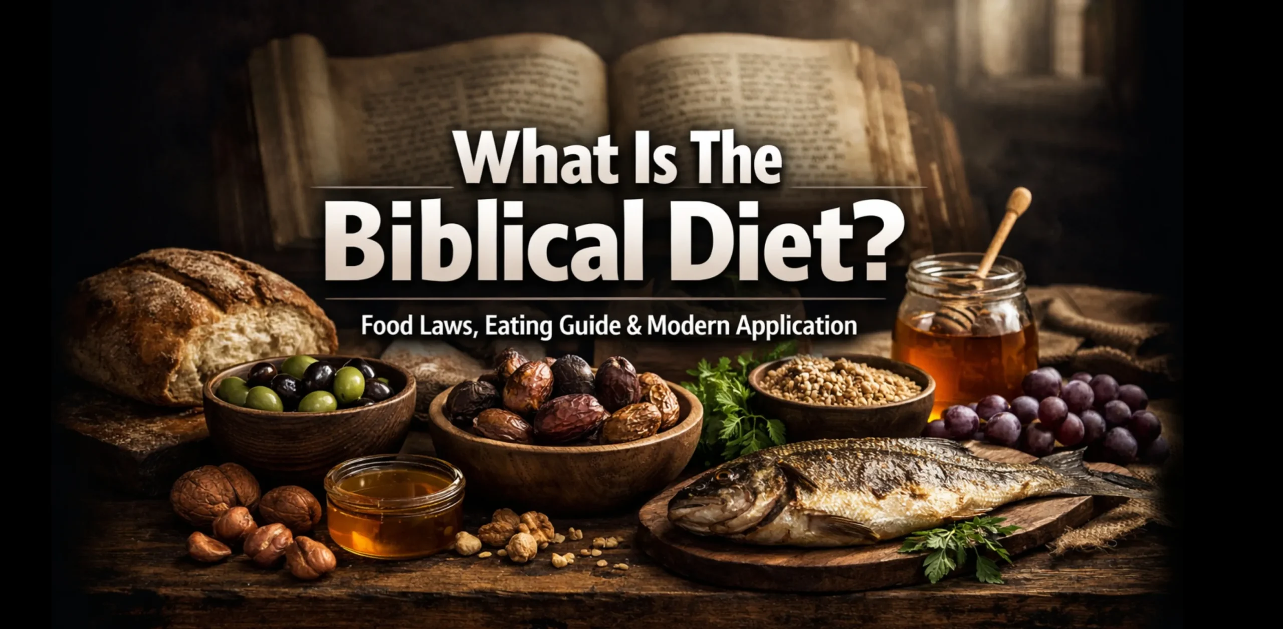 What is the biblical diet showing natural foods from the Bible including fruits grains fish and clean eating principles