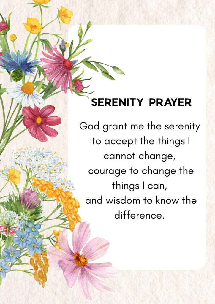 Serenity prayer printable free PDF for prayer journal wall art and daily Christian devotion