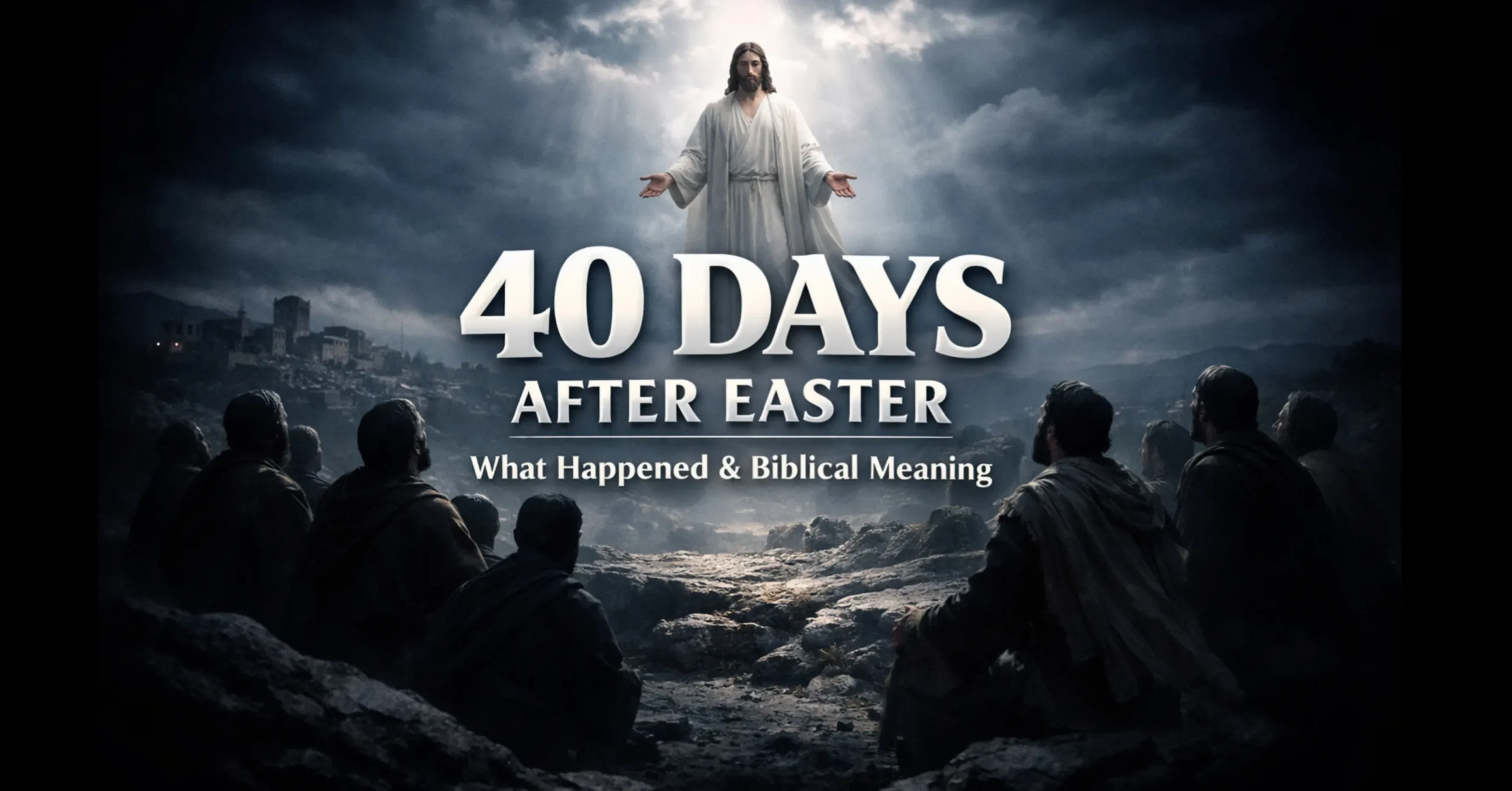 40 days after Easter Ascension Day Jesus ascending into heaven biblical illustration