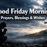 Good Friday morning prayer scene with cross symbol, peaceful sunrise and spiritual reflection