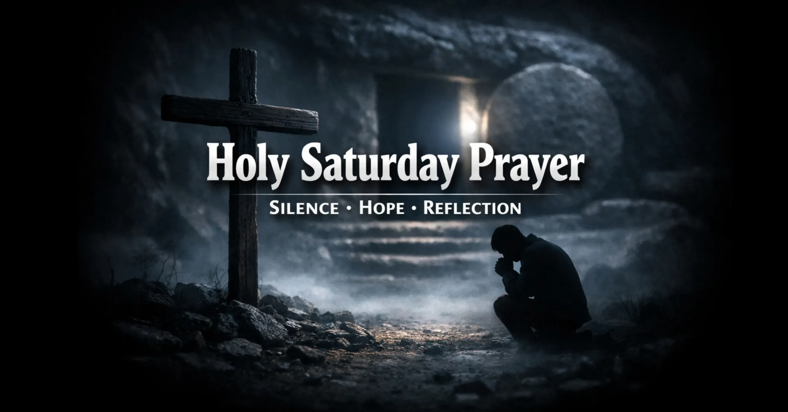 holy saturday prayer for hope and reflection with cross in silence before Easter