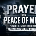 Prayer for peace of mind with calm background showing spiritual peace and relaxation