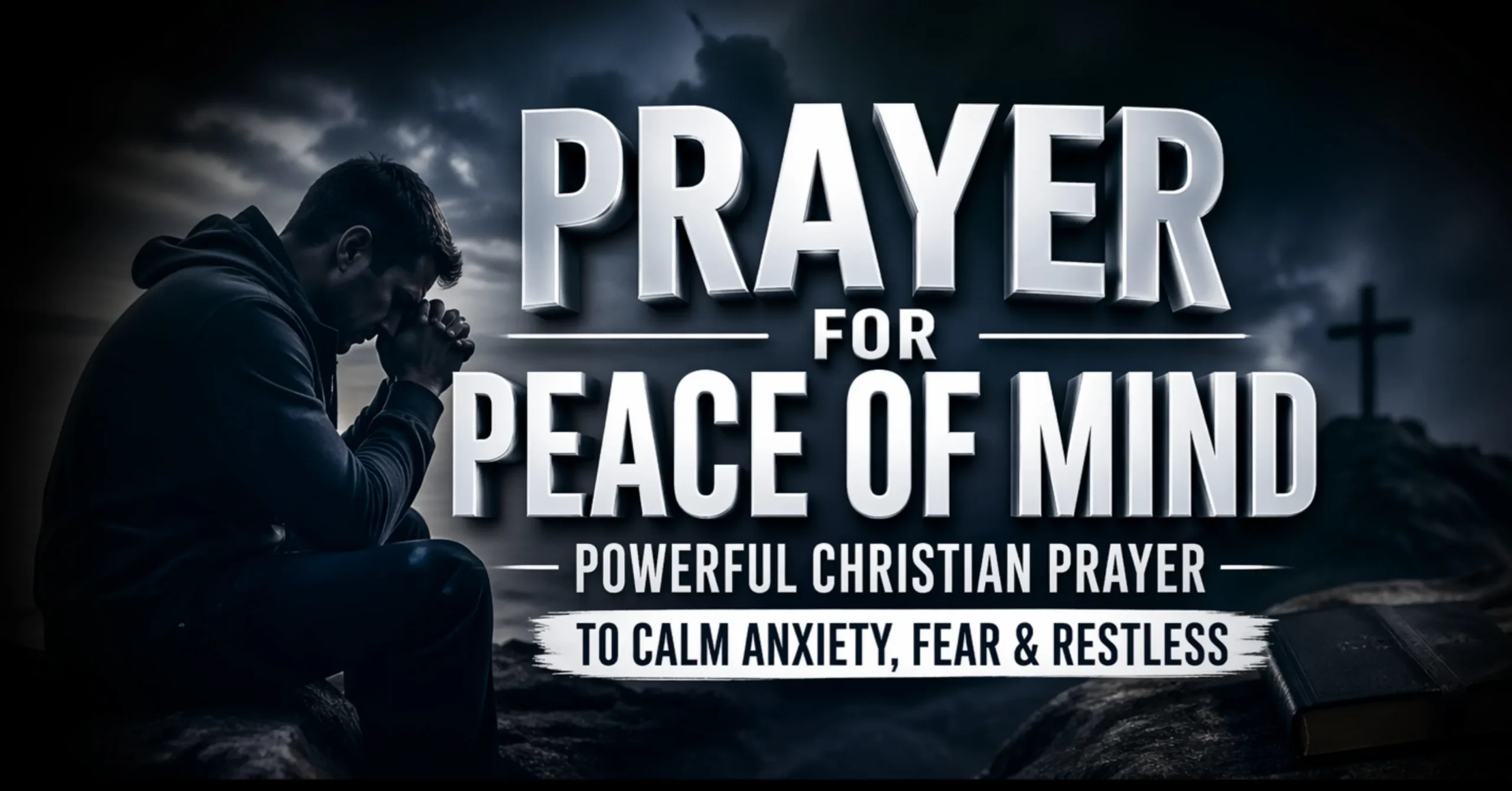 Prayer for peace of mind with calm background showing spiritual peace and relaxation
