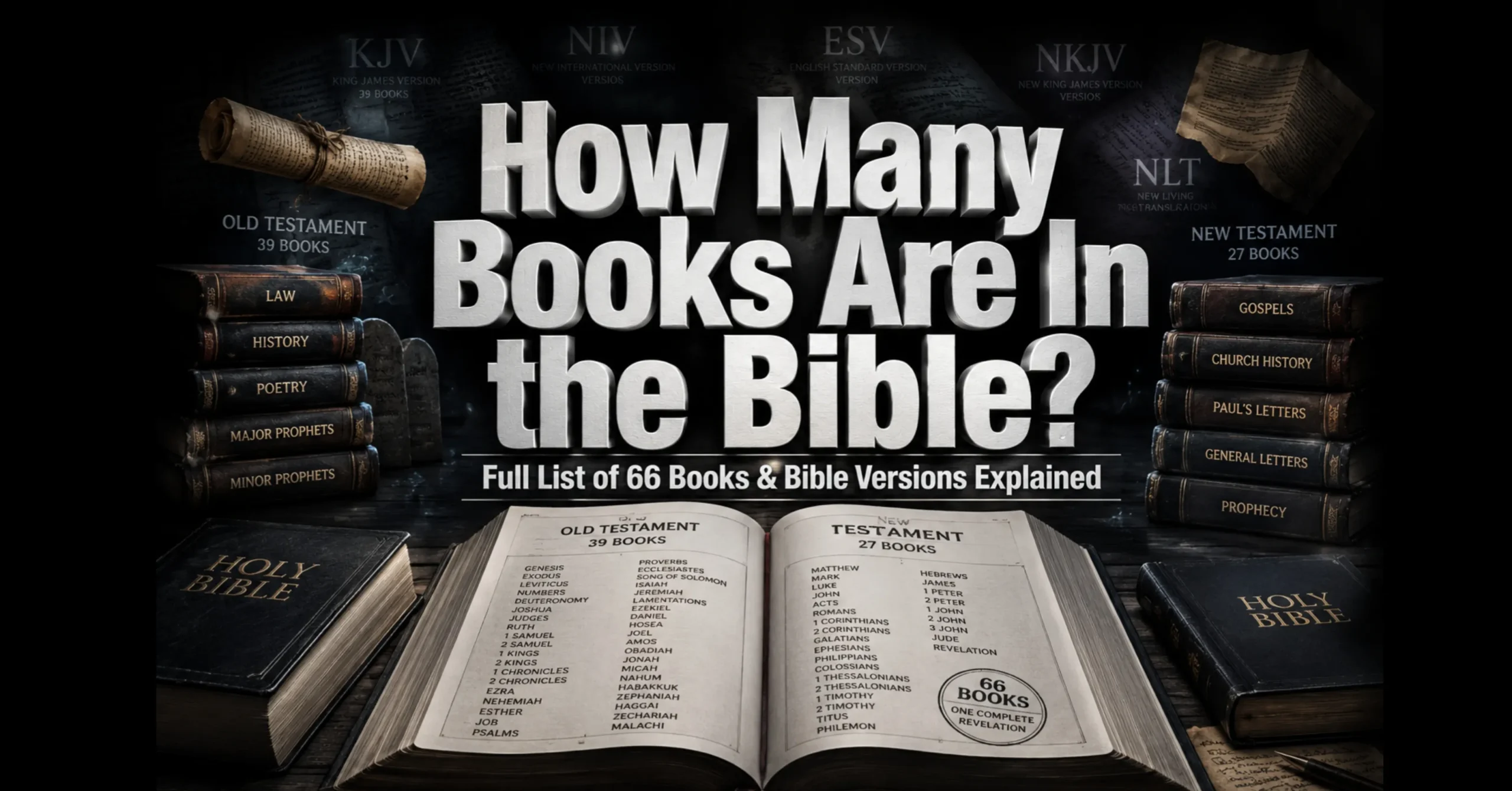 How many books are in the Bible full 66 books list with Old and New Testament chart