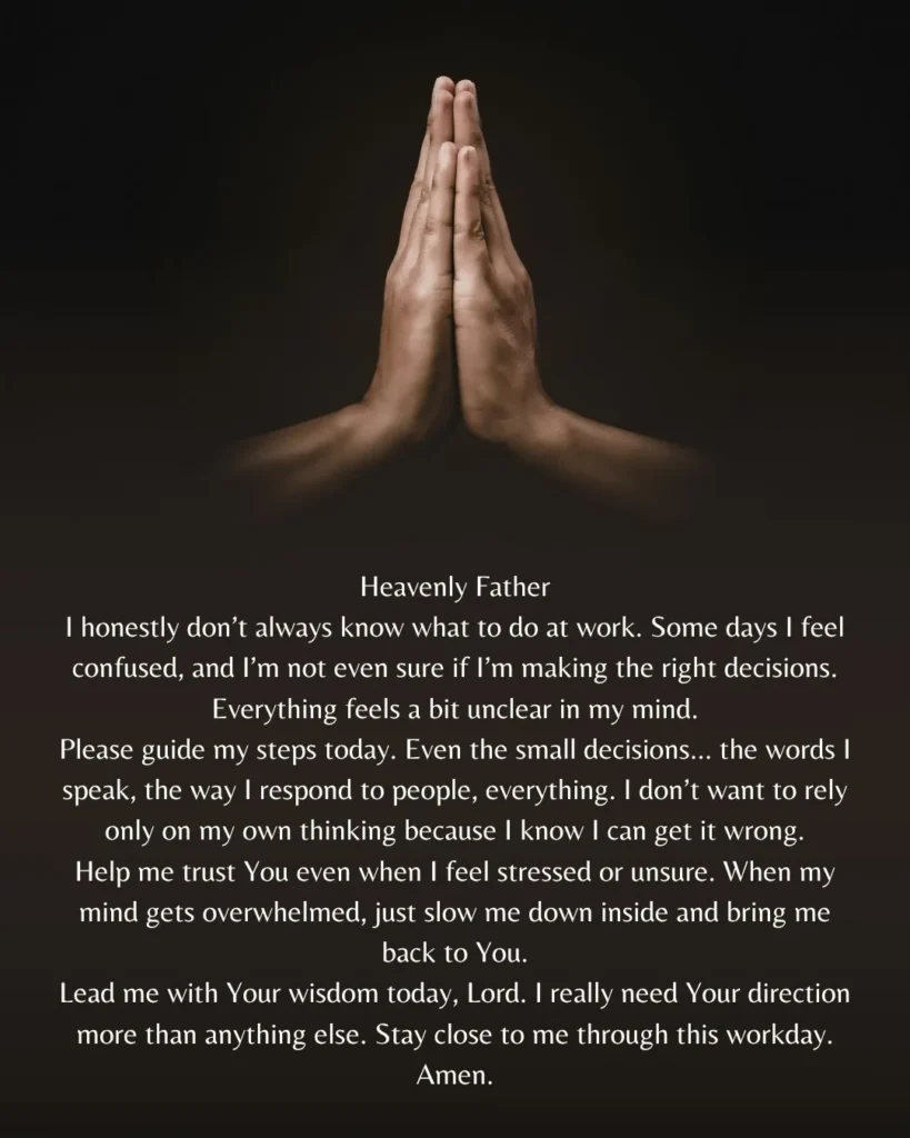 prayer for guidance at work trusting God for wisdom and direction in job decisions