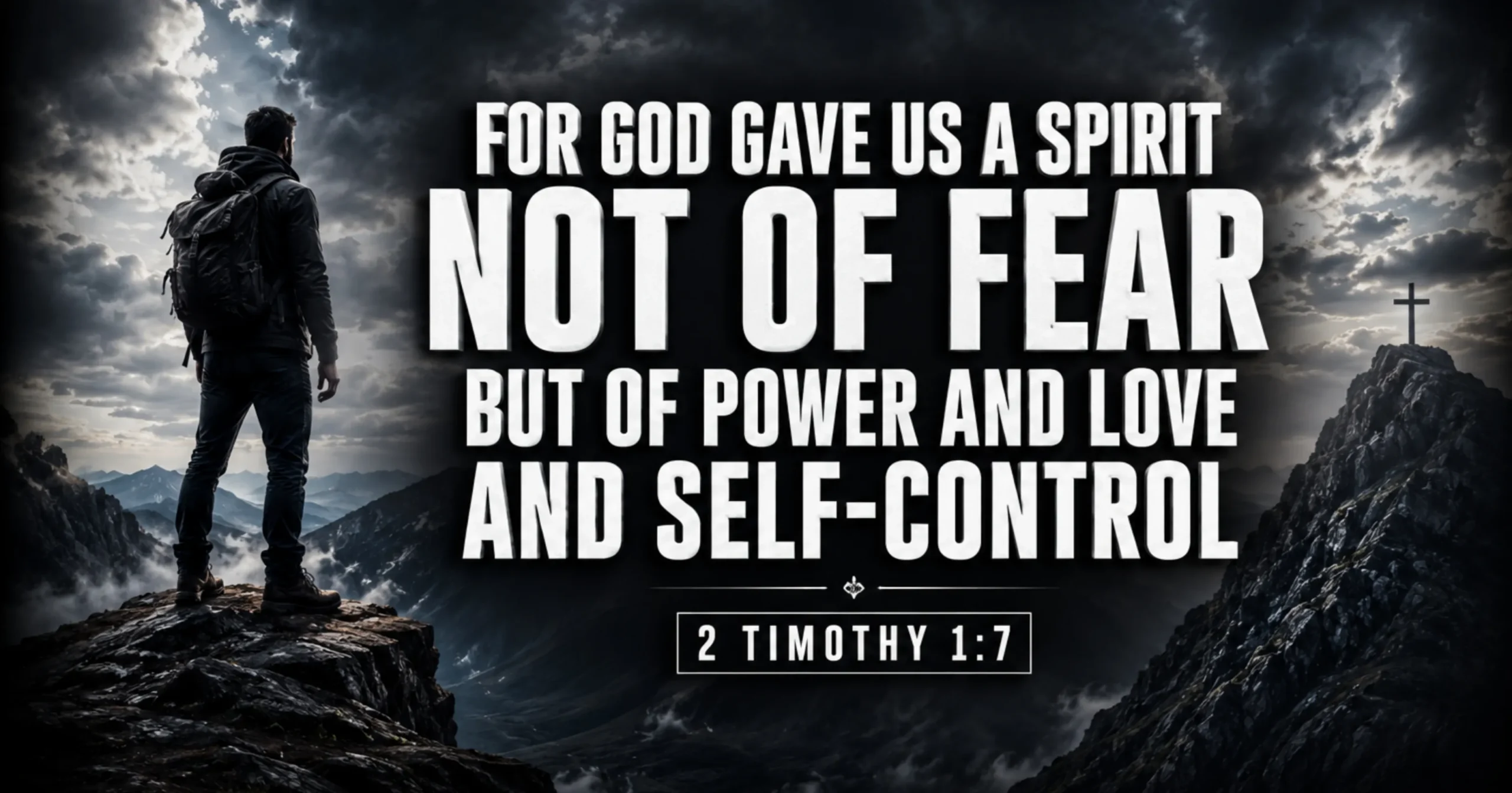 Bible Quotes of Motivation 2 Timothy 1:7 Bible verse about power, love, and sound mind from God replacing fear with strength and courage