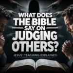 What does the Bible say on judging others? Jesus teaching on righteous judgment in Matthew 7:1–5 with an open Bible.