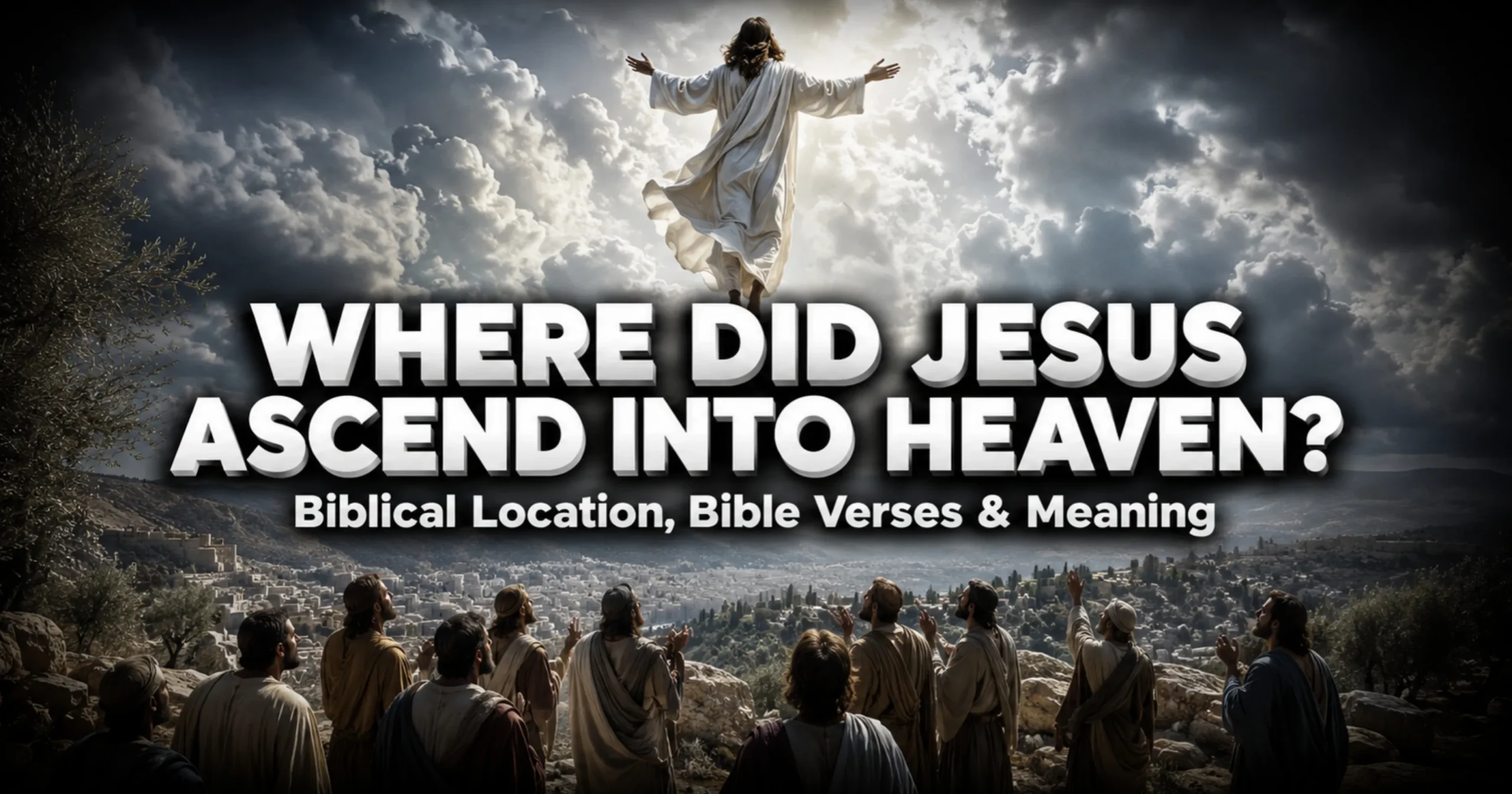 Where did Jesus ascend into heaven Mount of Olives biblical scene illustration