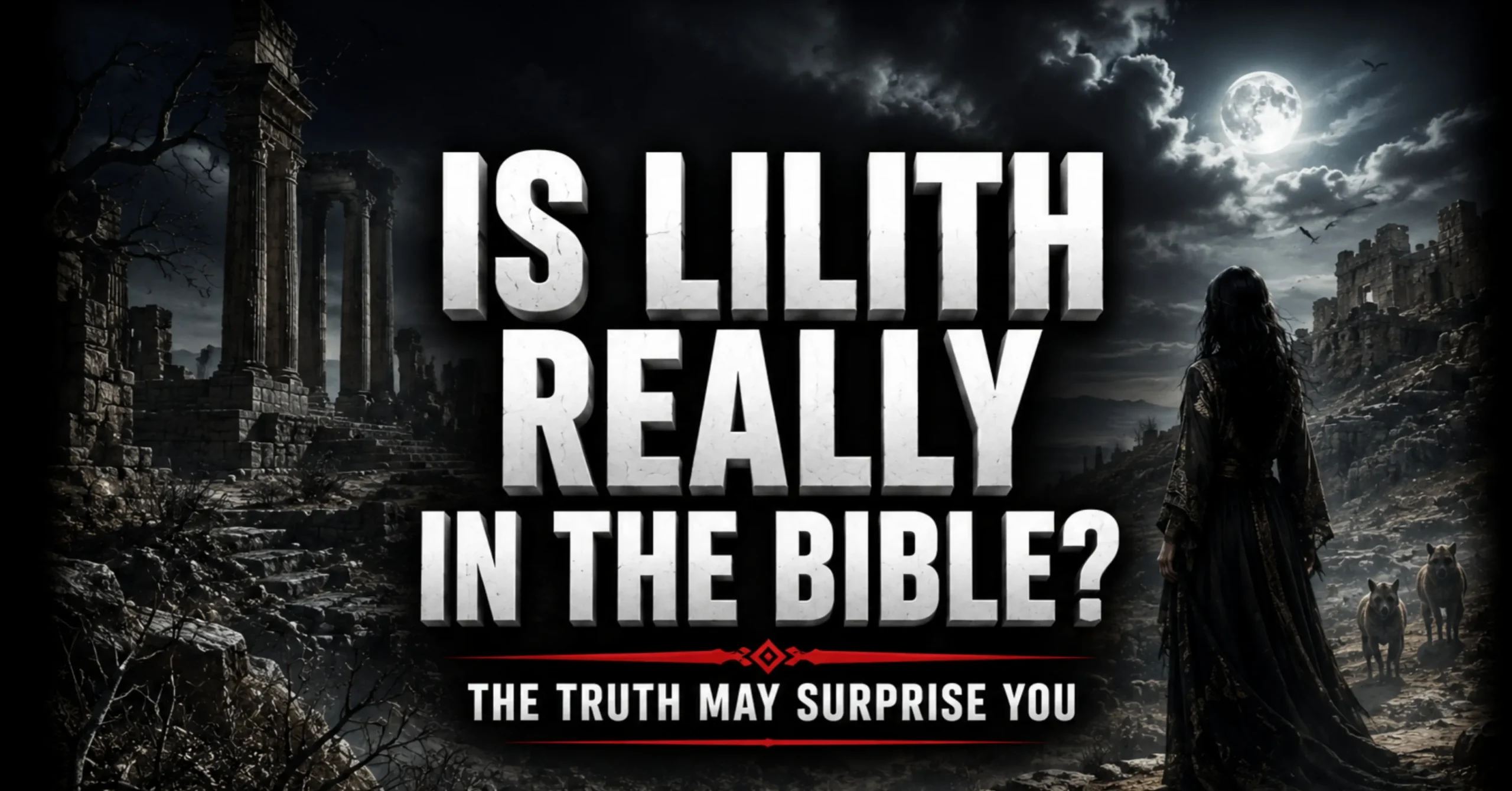 Who Is Lilith in the Bible? Open Bible with Isaiah 34 and a dark biblical wilderness representing the Lilith debate.