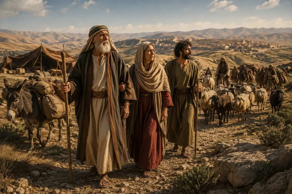 Abraham's journey to Canaan with Sarah and Lot